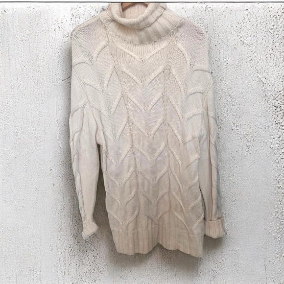 Wilfred Sweaters - Aritzia Wilfred Champeaux Cable-Knit Sweater Merino Wool Turtleneck Oversized S